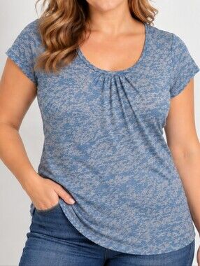​Maurices Blue Burnout Short Sleeve T-Shirt Scoop Neck Lightweight Tee Top XXL